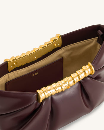 Leia Falten-Clutch - Tiefburgunder