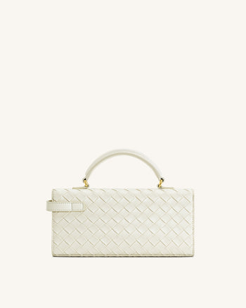 Keyla Handtasche mit gewebter Struktur und Henkel – Weiß