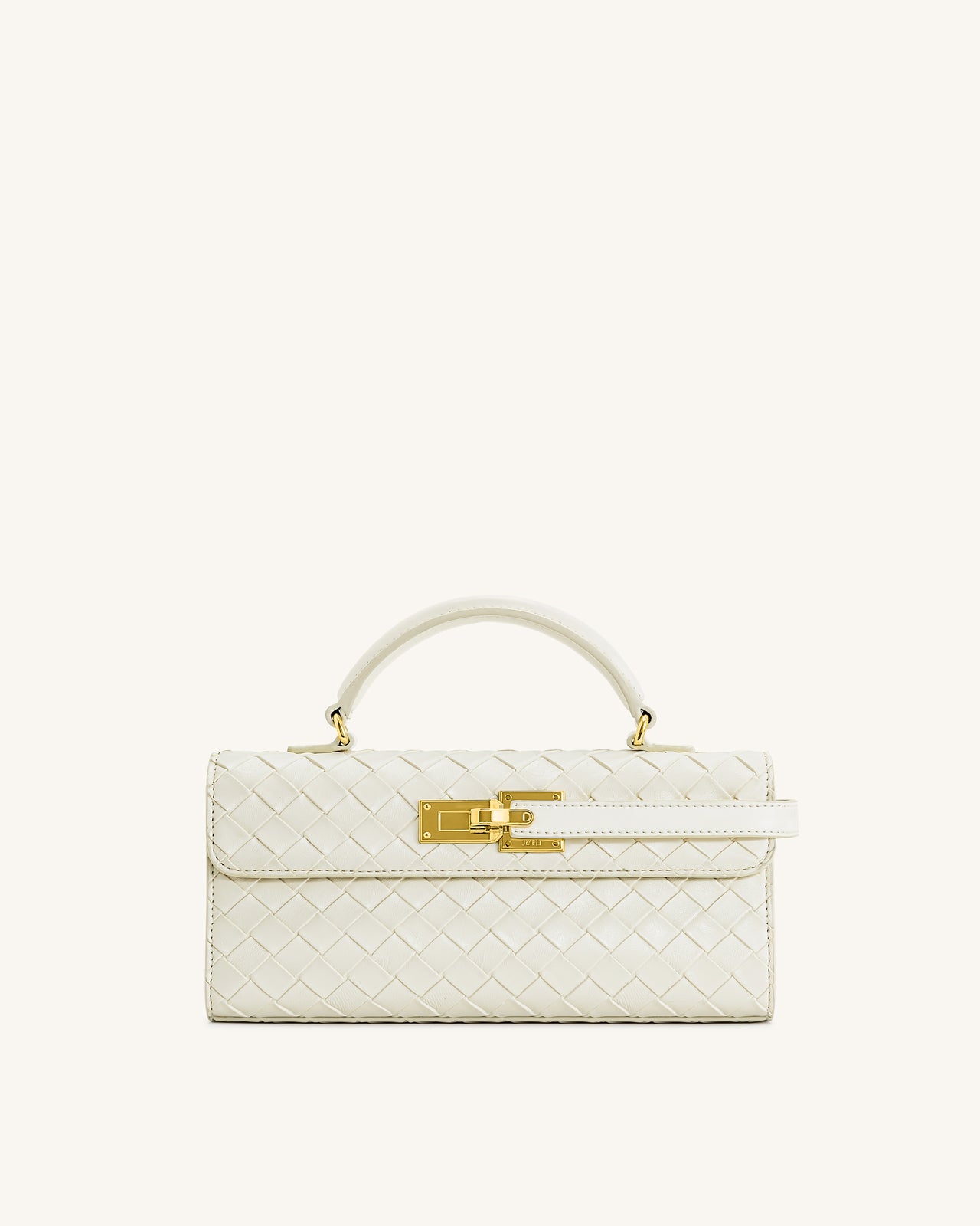 Keyla Handtasche mit gewebter Struktur und Henkel – Weiß