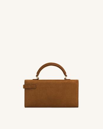 Keyla Handtasche aus Kunstveloursleder mit Griff – Braun