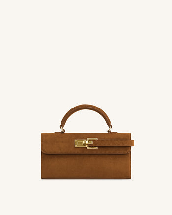 Keyla Handtasche aus Kunstveloursleder mit Griff – Braun