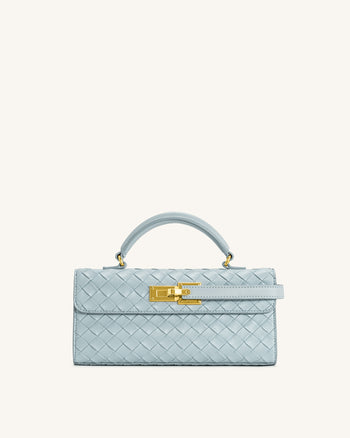Keyla Handtasche mit gewebter Struktur und Henkel – Blau