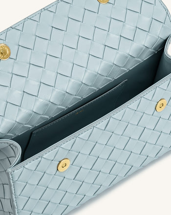 Keyla Handtasche mit gewebter Struktur und Henkel – Blau