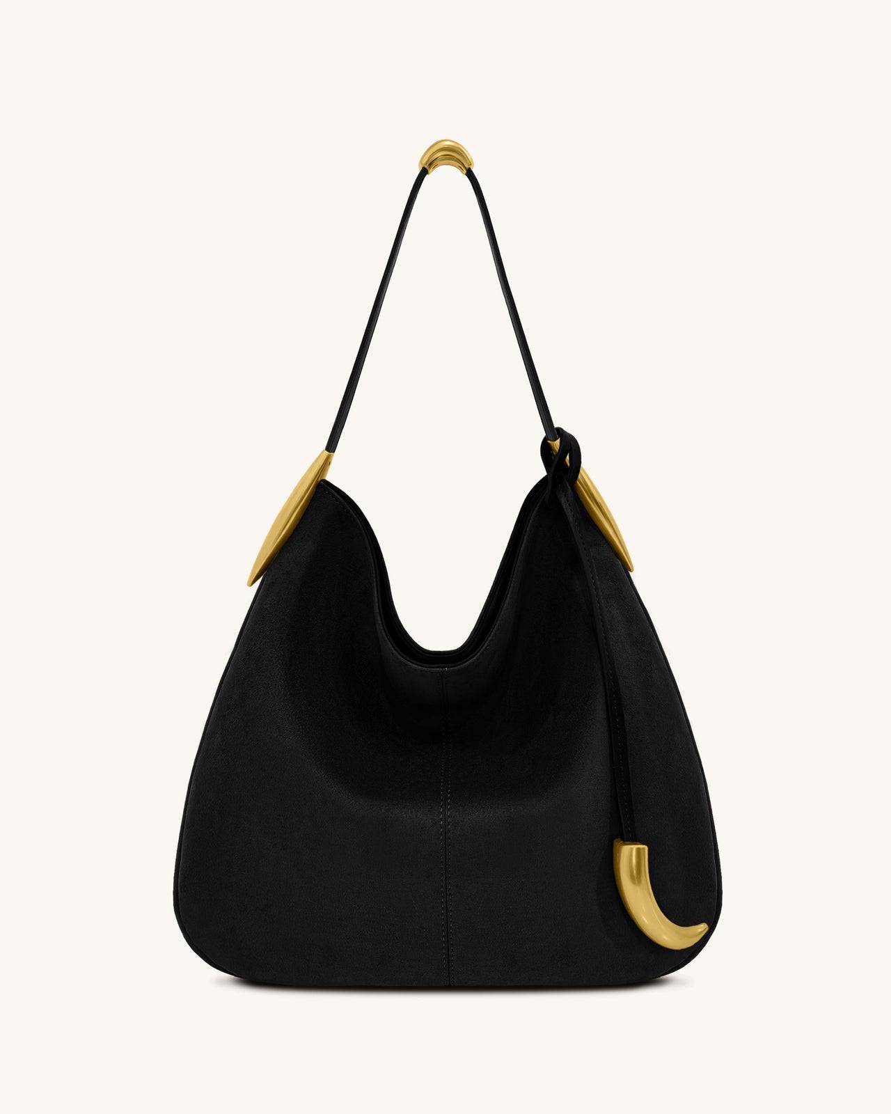 Nina Hobo-Tasche mit Metallanhänger – Schwarz