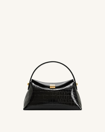 Talia Henkeltasche – Schwarzes Kroko-Design
