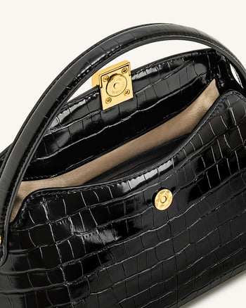 Talia Henkeltasche – Schwarzes Kroko-Design
