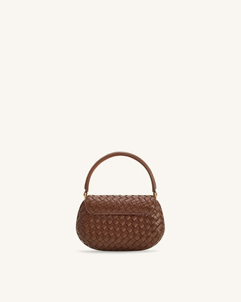 Zuri Handgewebte Tasche mit rundem Henkel - Braun