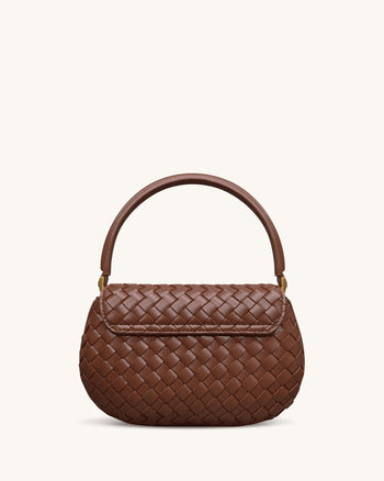 Zuri Handgewebte Tasche mit rundem Henkel - Braun