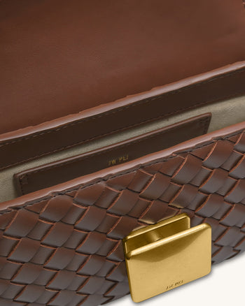 Zuri Handgewebte Tasche mit rundem Henkel - Braun