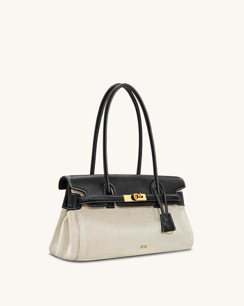 Yara Schultertasche – Schwarzer Canvas