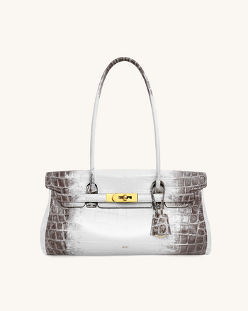 Yara Schultertasche – Weißes Krokoprägung