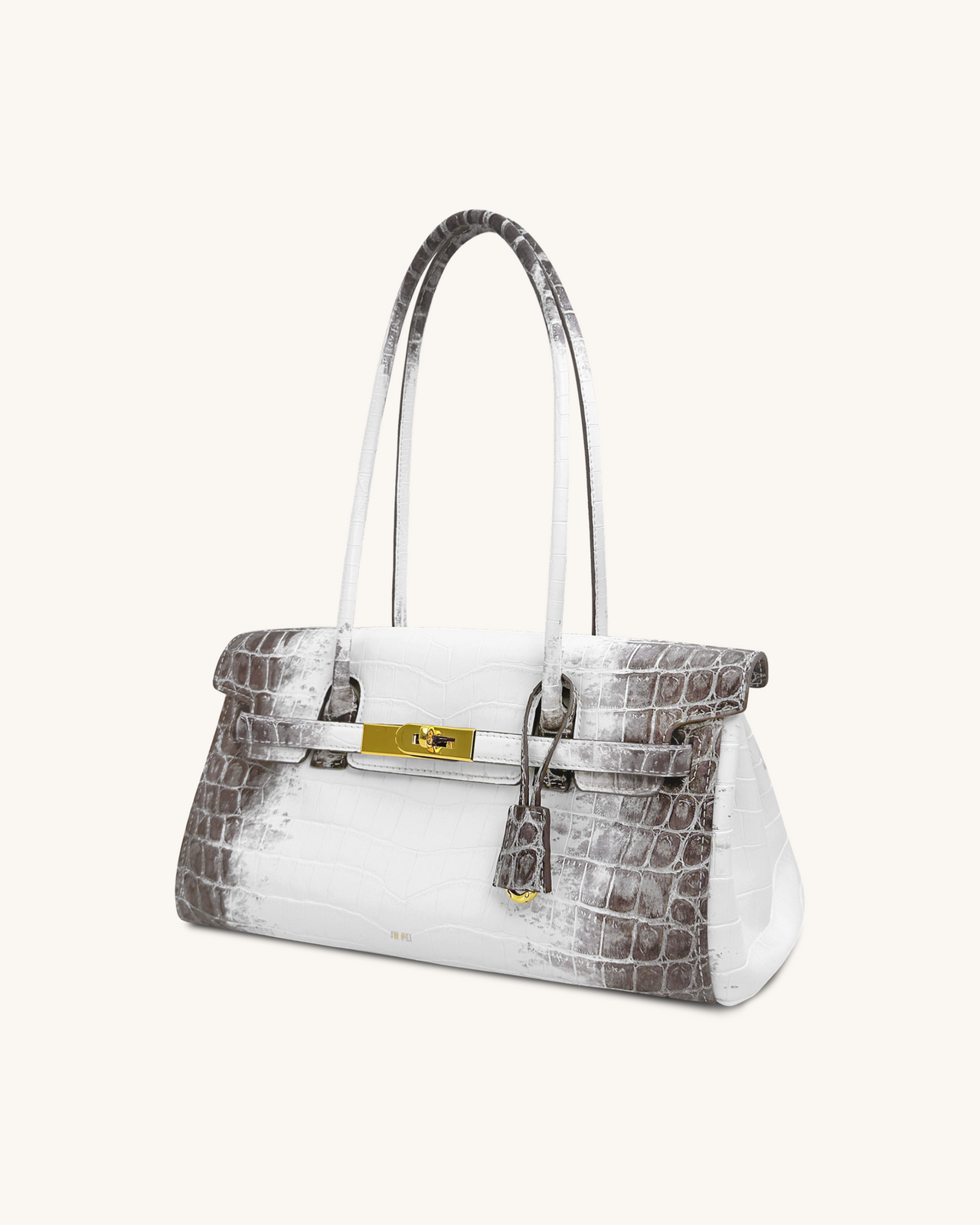 Yara Schultertasche – Weißes Krokoprägung