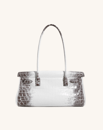 Yara Schultertasche – Weißes Krokoprägung