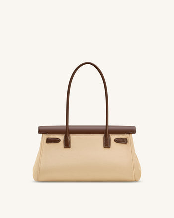 Yara Schultertasche aus Kunstwildleder – Dunkelbraun