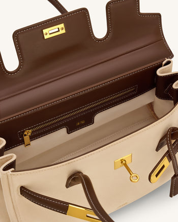 Yara Schultertasche aus Kunstwildleder – Dunkelbraun