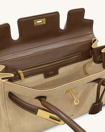 Yara Schultertasche aus Kunstwildleder – Dunkelbraun