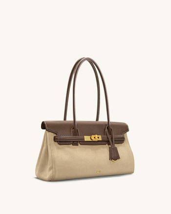 Yara Schultertasche aus Kunstwildleder – Dunkelbraun