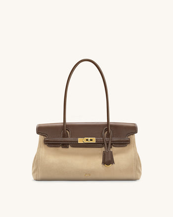 Yara Schultertasche aus Kunstwildleder – Dunkelbraun