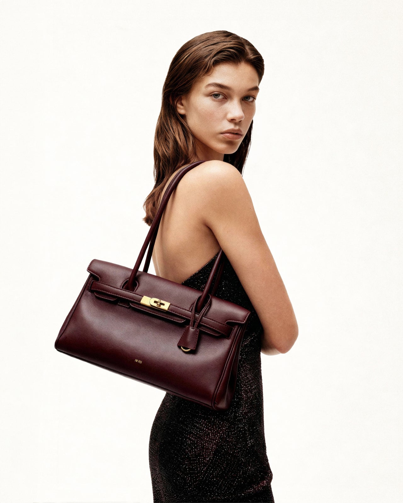 Yara Schultertasche – Dunkles Burgunderrot