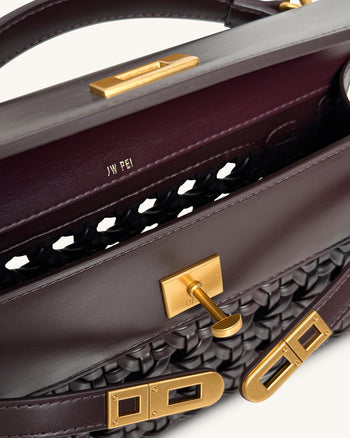 Noor Handtasche mit oberem Griff – Dunkelrot