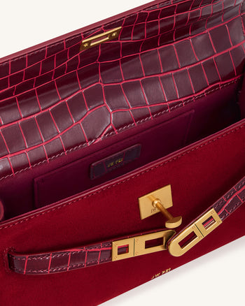 Noor Henkeltasche aus Kunstvelours – Rot