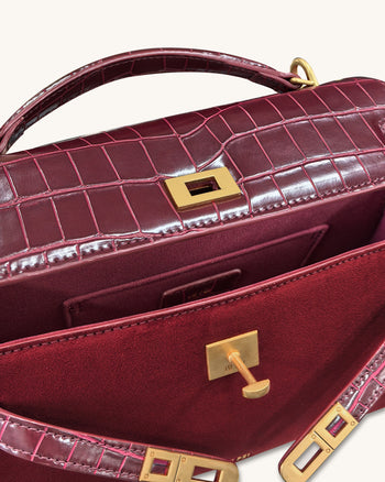 Noor Henkeltasche aus Kunstvelours – Rot