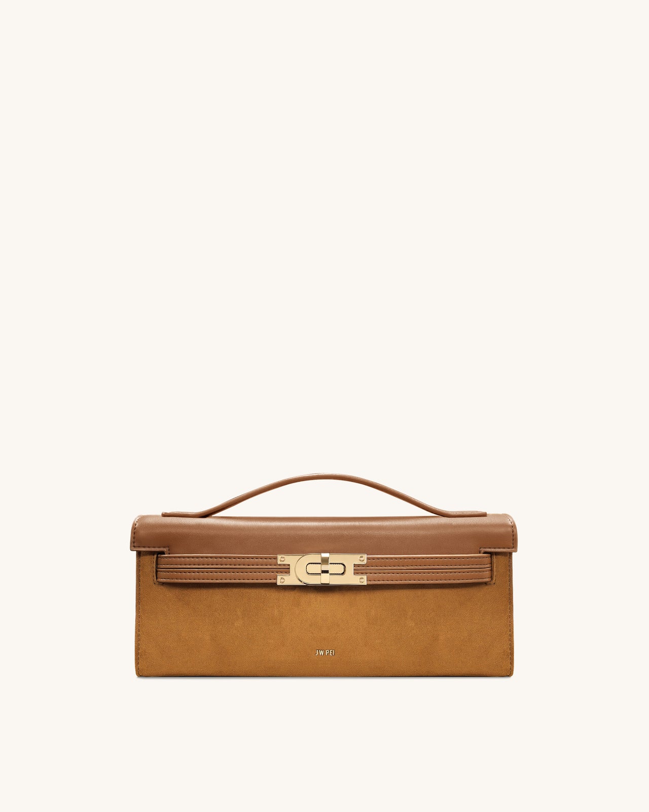 Bria Strukturierte Handtasche mit oberem Griff aus Kunst-Wildleder – Braun