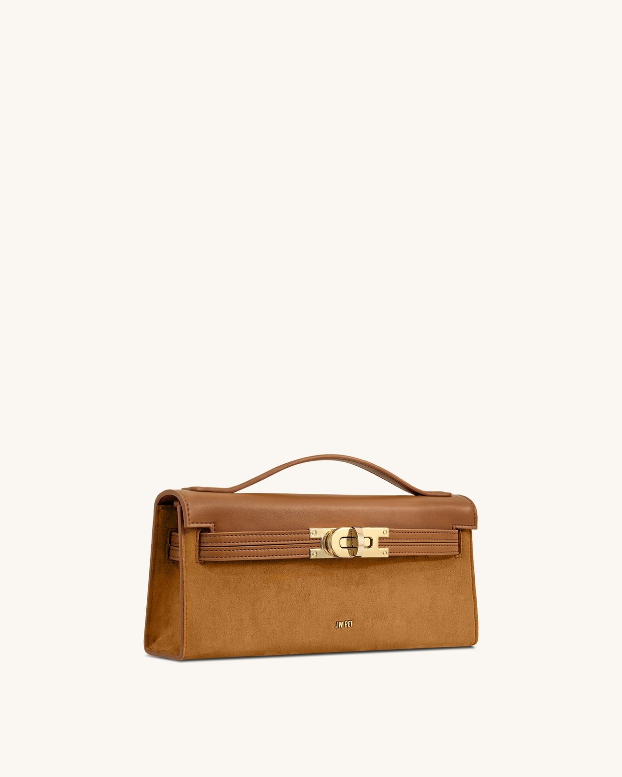 Bria Strukturierte Handtasche mit oberem Griff aus Kunst-Wildleder – Braun