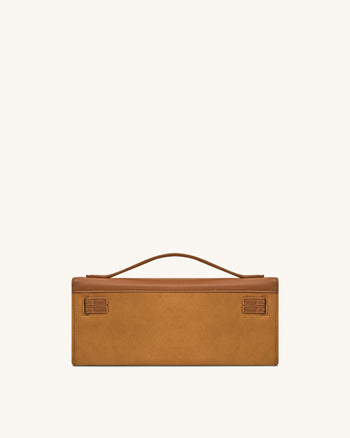 Bria Strukturierte Handtasche mit oberem Griff aus Kunst-Wildleder – Braun