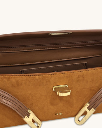 Bria Strukturierte Handtasche mit oberem Griff aus Kunst-Wildleder – Braun