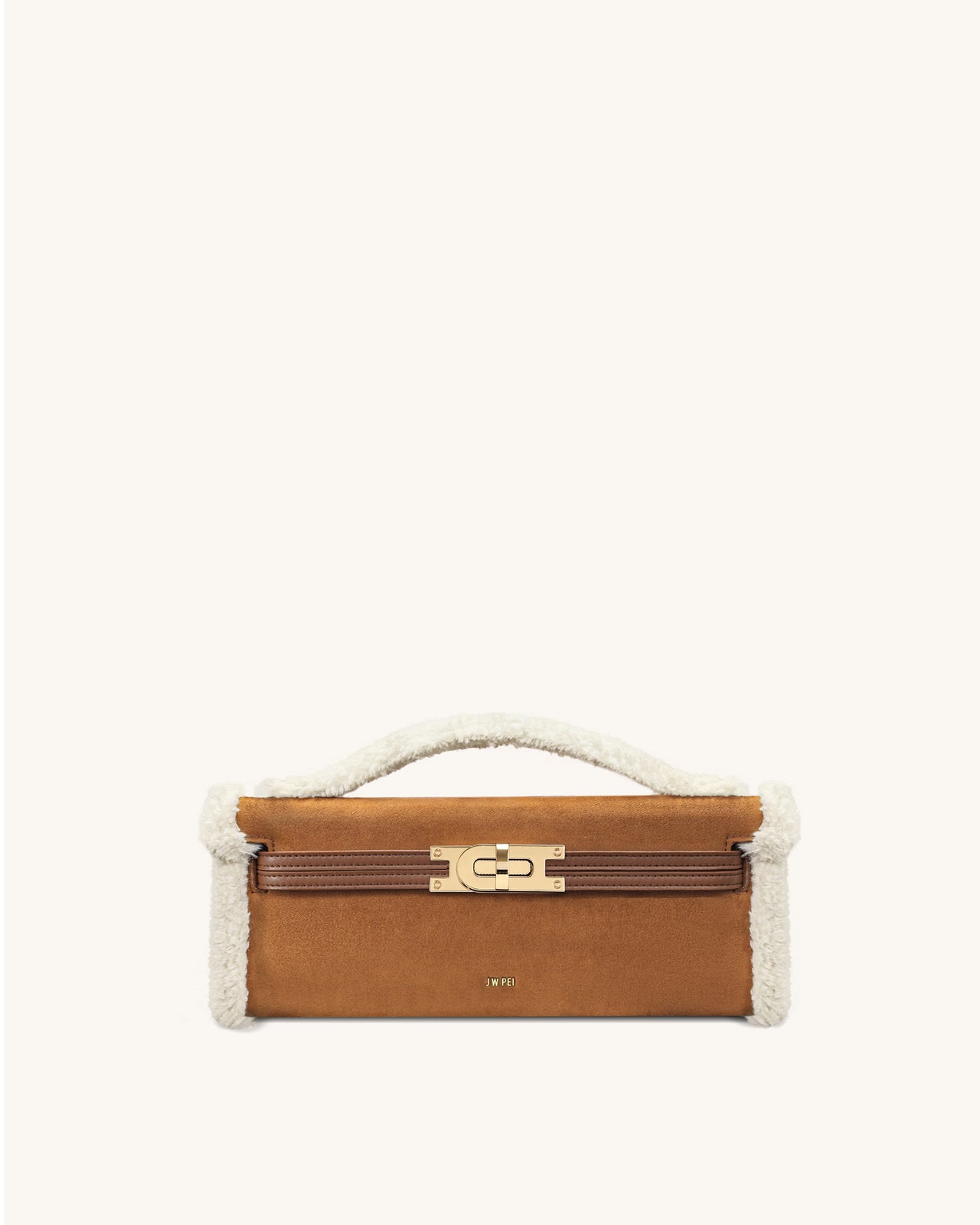 Bria Strukturierte Handtasche mit oberem Griff aus Kunst-Wildleder – Gelbbraun
