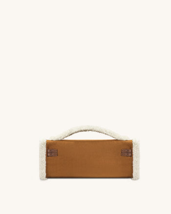 Bria Strukturierte Handtasche mit oberem Griff aus Kunst-Wildleder – Gelbbraun