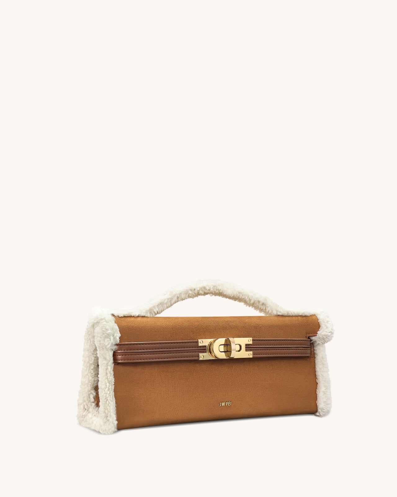 Bria Strukturierte Handtasche mit oberem Griff aus Kunst-Wildleder – Gelbbraun
