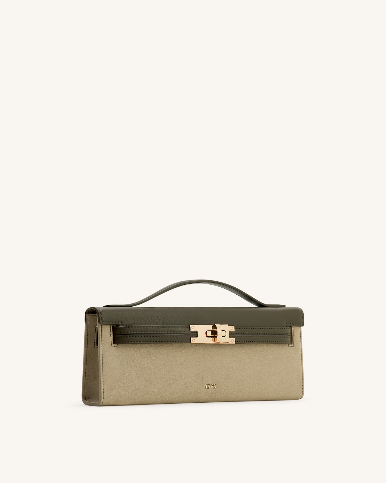 Bria Strukturierte Handtasche mit oberem Griff aus Kunst-Wildleder – Dunkles Olivgrün