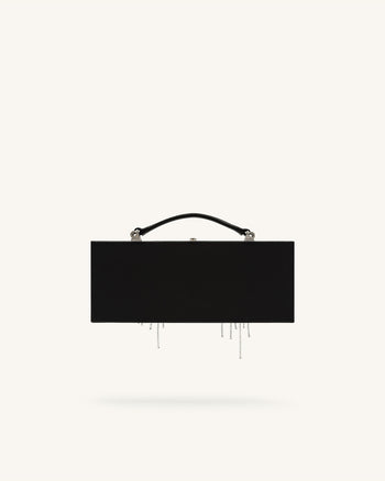 Vera Rechteckige Clutch mit Perlendekor – Schwarz
