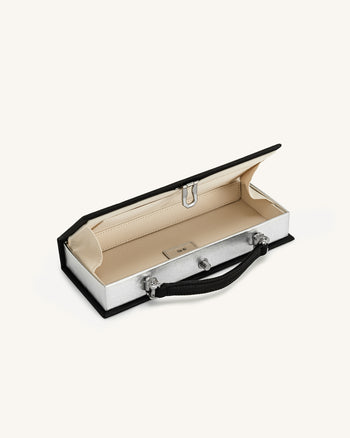 Vera Rechteckige Clutch mit Perlendekor – Schwarz