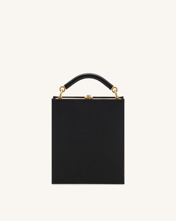 Elle Bunte, perlenbesetzte Buch-Henkeltasche - Schwarz