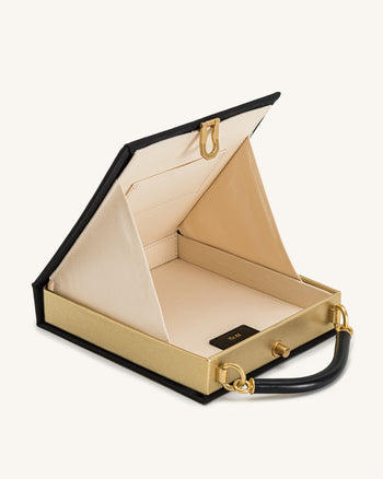 Elle Bunte, perlenbesetzte Buch-Henkeltasche - Schwarz