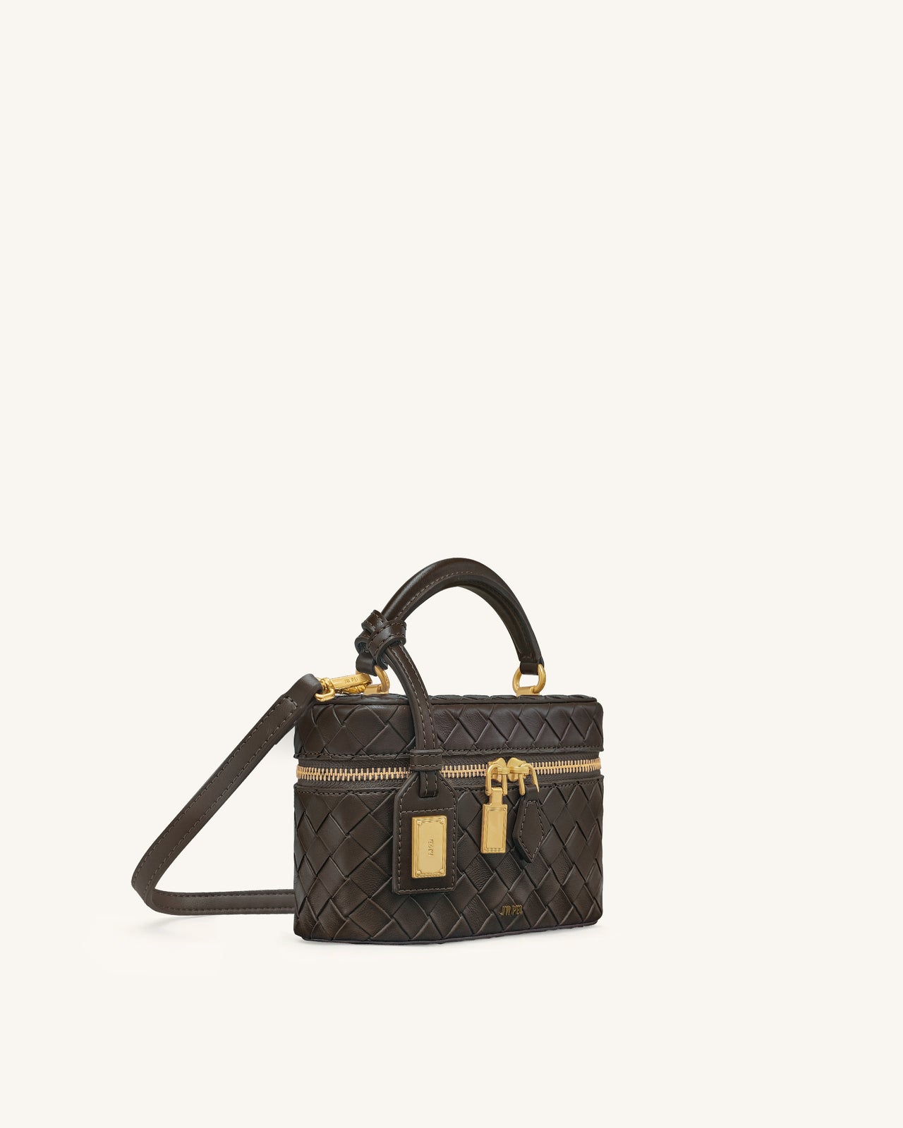 Cleo Gewebte Textur Box Shape Top Handle Tasche - Dunkelbraun