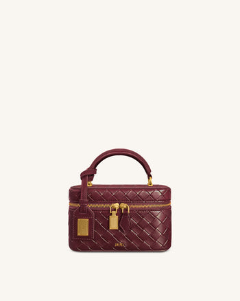 Cleo Gewebte Textur Box Shape Top Handle Tasche - Kaminrot