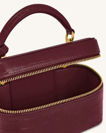 Cleo Box Shape Top Handle Tasche - Kaminrot Kroko