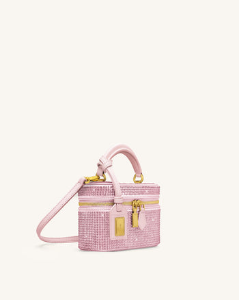 Cleo Künstliche Kristall Box Shape Top Handle Tasche - Rosa