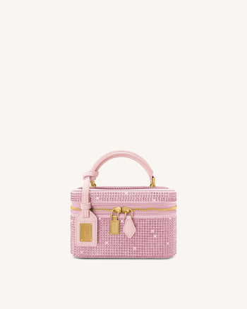 Cleo Künstliche Kristall Box Shape Top Handle Tasche - Rosa