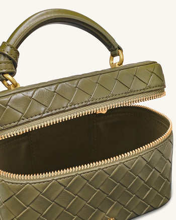 Cleo Gewebte Textur Box Shape Top Handle Tasche - Olivgrün