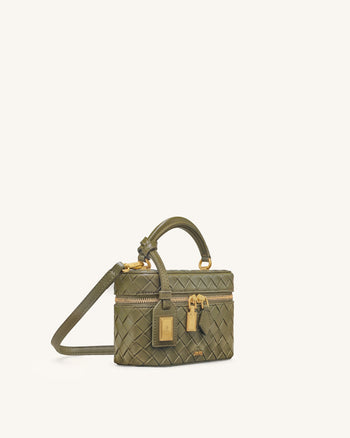 Cleo Gewebte Textur Box Shape Top Handle Tasche - Olivgrün