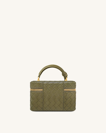 Cleo Gewebte Textur Box Shape Top Handle Tasche - Olivgrün