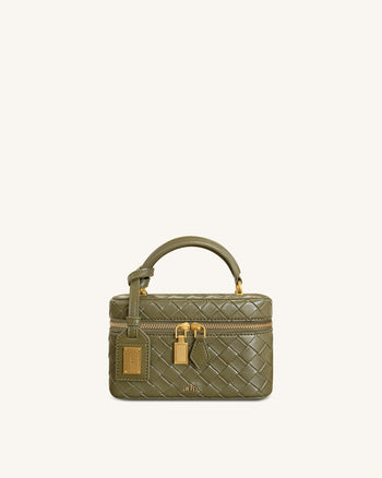 Cleo Gewebte Textur Box Shape Top Handle Tasche - Olivgrün