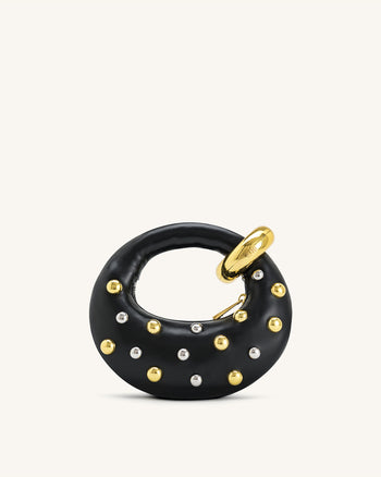 Abacus Mini Handtasche mit Henkel und Nieten - Schwarz