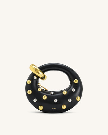 Abacus Mini Handtasche mit Henkel und Nieten - Schwarz