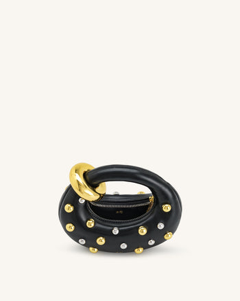 Abacus Mini Handtasche mit Henkel und Nieten - Schwarz